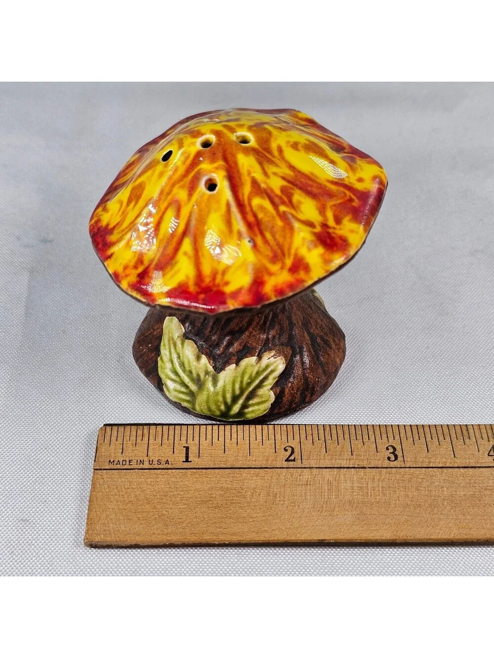 Vintage Treasure Craft Mushroom Salt and Pepper Shakers Ceramic Yellow Orange